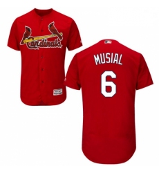 Mens Majestic St Louis Cardinals 6 Stan Musial Red Alternate Flex Base Authentic Collection MLB Jersey