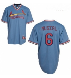 Mens Majestic St Louis Cardinals 6 Stan Musial Replica Blue Cooperstown Throwback MLB Jersey