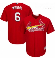 Mens Majestic St Louis Cardinals 6 Stan Musial Replica Red Cool Base MLB Jersey