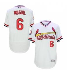 Mens Majestic St Louis Cardinals 6 Stan Musial White Flexbase Authentic Collection Cooperstown MLB Jersey
