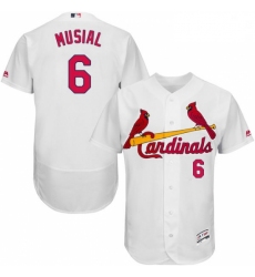 Mens Majestic St Louis Cardinals 6 Stan Musial White Home Flex Base Authentic Collection MLB Jersey