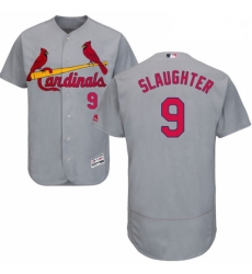 Mens Majestic St Louis Cardinals 9 Enos Slaughter Grey Road Flex Base Authentic Collection MLB Jersey