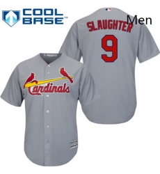 Mens Majestic St Louis Cardinals 9 Enos Slaughter Replica Grey Road Cool Base MLB Jersey