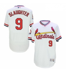 Mens Majestic St Louis Cardinals 9 Enos Slaughter White Flexbase Authentic Collection Cooperstown MLB Jersey