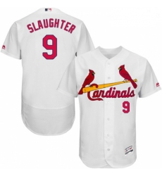 Mens Majestic St Louis Cardinals 9 Enos Slaughter White Home Flex Base Authentic Collection MLB Jersey