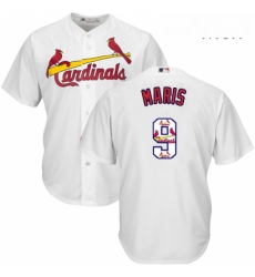 Mens Majestic St Louis Cardinals 9 Roger Maris Authentic White Team Logo Fashion Cool Base MLB Jersey