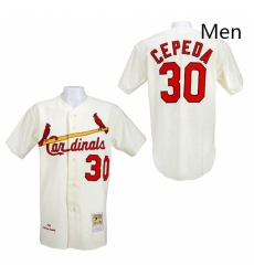 Mens Mitchell and Ness 1967 St Louis Cardinals 30 Orlando Cepeda Authentic Cream Throwback MLB Jersey