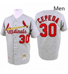 Mens Mitchell and Ness 1967 St Louis Cardinals 30 Orlando Cepeda Replica Grey Throwback MLB Jersey