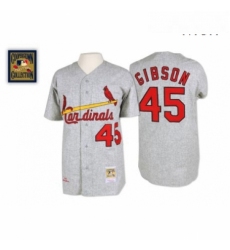 Mens Mitchell and Ness 1967 St Louis Cardinals 45 Bob Gibson Authentic Grey Throwback MLB Jersey