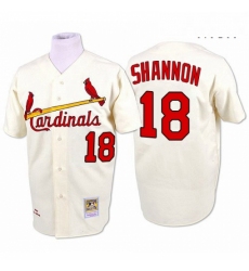 Mens Mitchell and Ness St Louis Cardinals 18 Mike Shannon Replica Cream 1964 Throwback MLB Jersey