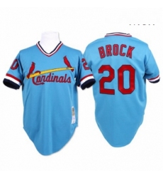 Mens Mitchell and Ness St Louis Cardinals 20 Lou Brock Authentic Blue Throwback MLB Jersey
