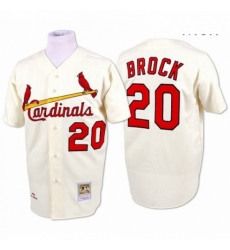 Mens Mitchell and Ness St Louis Cardinals 20 Lou Brock Replica Cream Throwback MLB Jersey