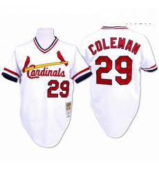 Mens Mitchell and Ness St Louis Cardinals 29 Vince Coleman Authentic White Throwback MLB Jersey
