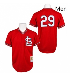 Mens Mitchell and Ness St Louis Cardinals 29 Vince Coleman Replica Red Throwback MLB Jersey