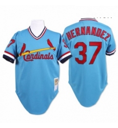 Mens Mitchell and Ness St Louis Cardinals 37 Keith Hernandez Replica Blue Throwback MLB Jersey