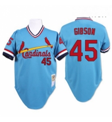 Mens Mitchell and Ness St Louis Cardinals 45 Bob Gibson Authentic Blue Throwback MLB Jersey