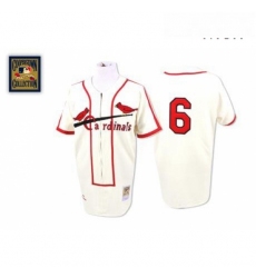 Mens Mitchell and Ness St Louis Cardinals 6 Stan Musial Replica Cream Throwback MLB Jersey