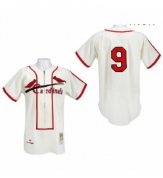 Mens Mitchell and Ness St Louis Cardinals 9 Roger Maris Authentic Cream Throwback MLB Jersey