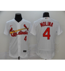 Men's St. Louis Cardinals #4 Yadier Molina White Stitched Flex Base Jersey