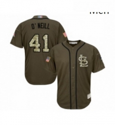 Mens St Louis Cardinals 41 Tyler O Neill Authentic Green Salute to Service Baseball Jersey 