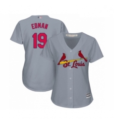 Women's St. Louis Cardinals #19 Tommy Edman Authentic Grey Road Cool Base Baseball Player Jersey