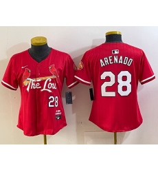 Women St  Louis Cardinals 28 Nolan Arenado Red 2024 City Connect Stitched Baseball Jersey