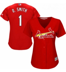 Womens Majestic St Louis Cardinals 1 Ozzie Smith Authentic Red Alternate Cool Base MLB Jersey