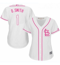 Womens Majestic St Louis Cardinals 1 Ozzie Smith Authentic White Fashion Cool Base MLB Jersey