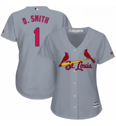 Womens Majestic St Louis Cardinals 1 Ozzie Smith Replica Grey Road Cool Base MLB Jersey