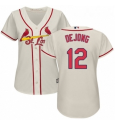 Womens Majestic St Louis Cardinals 12 Paul DeJong Authentic Cream Alternate Cool Base MLB Jersey 