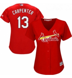 Womens Majestic St Louis Cardinals 13 Matt Carpenter Authentic Red Alternate Cool Base MLB Jersey