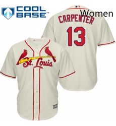 Womens Majestic St Louis Cardinals 13 Matt Carpenter Replica Cream Alternate MLB Jersey