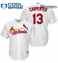 Womens Majestic St Louis Cardinals 13 Matt Carpenter Replica White Home MLB Jersey