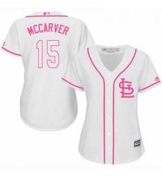 Womens Majestic St Louis Cardinals 15 Tim McCarver Replica White Fashion Cool Base MLB Jersey