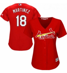 Womens Majestic St Louis Cardinals 18 Carlos Martinez Replica Red Alternate Cool Base MLB Jersey