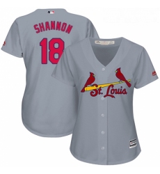 Womens Majestic St Louis Cardinals 18 Mike Shannon Authentic Grey Road Cool Base MLB Jersey