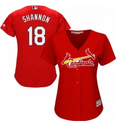 Womens Majestic St Louis Cardinals 18 Mike Shannon Authentic Red Alternate Cool Base MLB Jersey