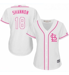 Womens Majestic St Louis Cardinals 18 Mike Shannon Replica White Fashion Cool Base MLB Jersey