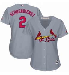 Womens Majestic St Louis Cardinals 2 Red Schoendienst Replica Grey Road Cool Base MLB Jersey