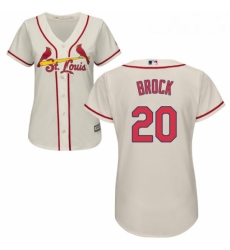 Womens Majestic St Louis Cardinals 20 Lou Brock Authentic Cream Alternate Cool Base MLB Jersey
