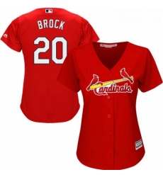 Womens Majestic St Louis Cardinals 20 Lou Brock Authentic Red Alternate Cool Base MLB Jersey