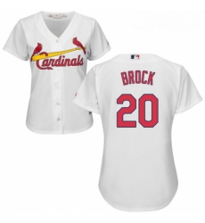 Womens Majestic St Louis Cardinals 20 Lou Brock Replica White Home Cool Base MLB Jersey