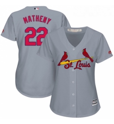 Womens Majestic St Louis Cardinals 22 Mike Matheny Replica Grey Road Cool Base MLB Jersey