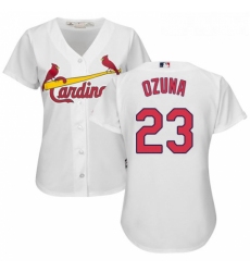 Womens Majestic St Louis Cardinals 23 Marcell Ozuna Authentic White Home Cool Base MLB Jersey 