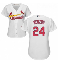 Womens Majestic St Louis Cardinals 24 Whitey Herzog Authentic White Home Cool Base MLB Jersey