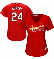 Womens Majestic St Louis Cardinals 24 Whitey Herzog Replica Red Alternate Cool Base MLB Jersey