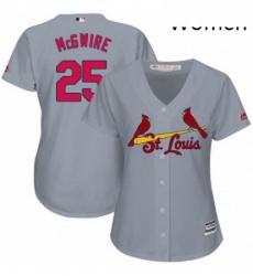 Womens Majestic St Louis Cardinals 25 Mark McGwire Authentic Grey Road Cool Base MLB Jersey