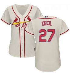 Womens Majestic St Louis Cardinals 27 Brett Cecil Authentic Cream Alternate Cool Base MLB Jersey 