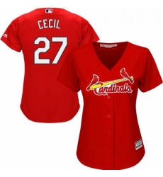 Womens Majestic St Louis Cardinals 27 Brett Cecil Replica Red Alternate Cool Base MLB Jersey 