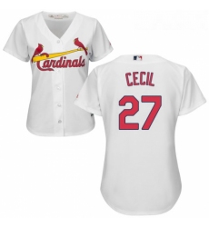 Womens Majestic St Louis Cardinals 27 Brett Cecil Replica White Home Cool Base MLB Jersey 